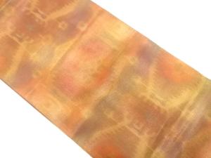 紗　亀甲に抽象動物模様織り出し　暈し全通袋帯